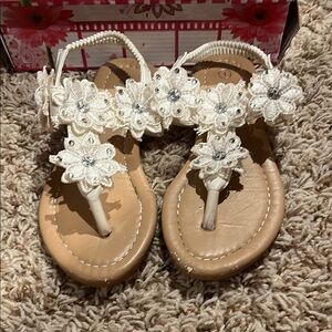 White Floral Embellished Sandals